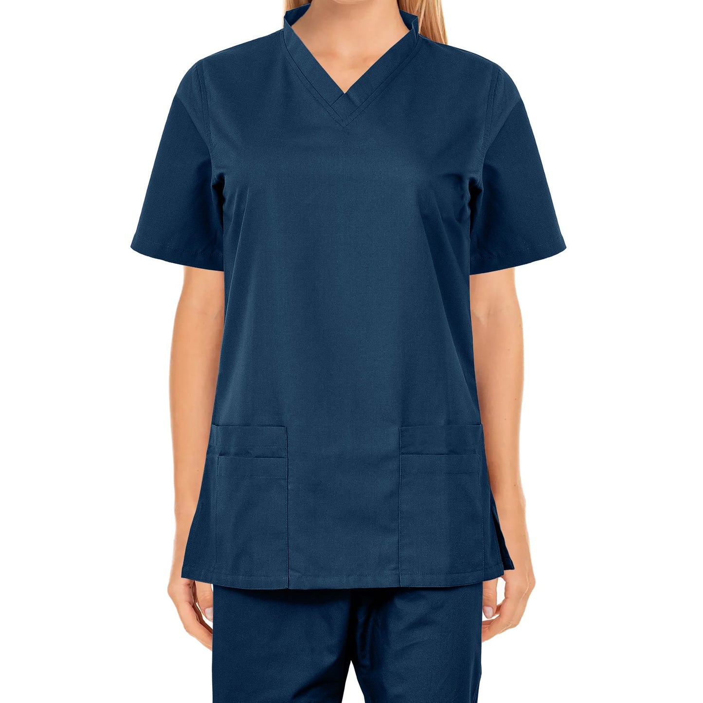 Custom Ladies Navy Blue Medical Scrub Uniform TUNIC TROUSER