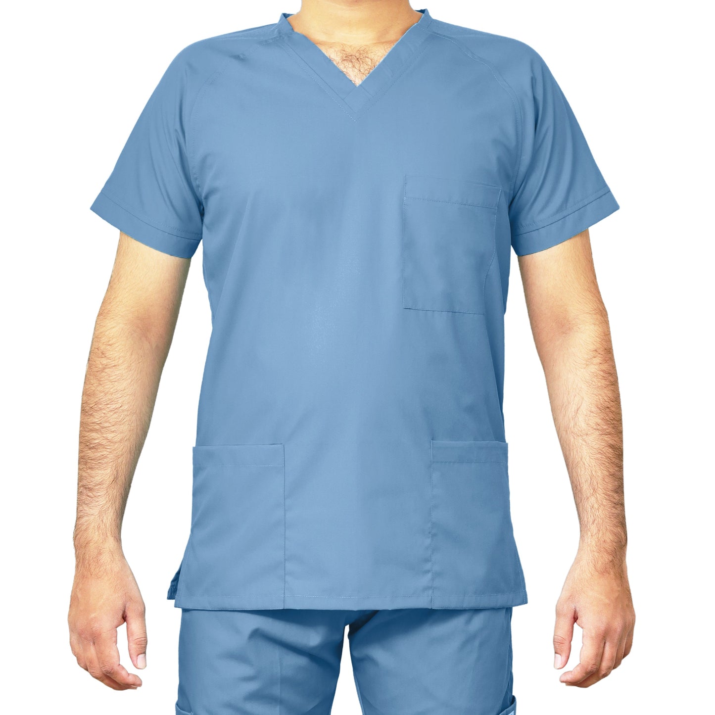 Custom Men's Sky Blue Medical Scrub Uniform TUNIC TROUSER