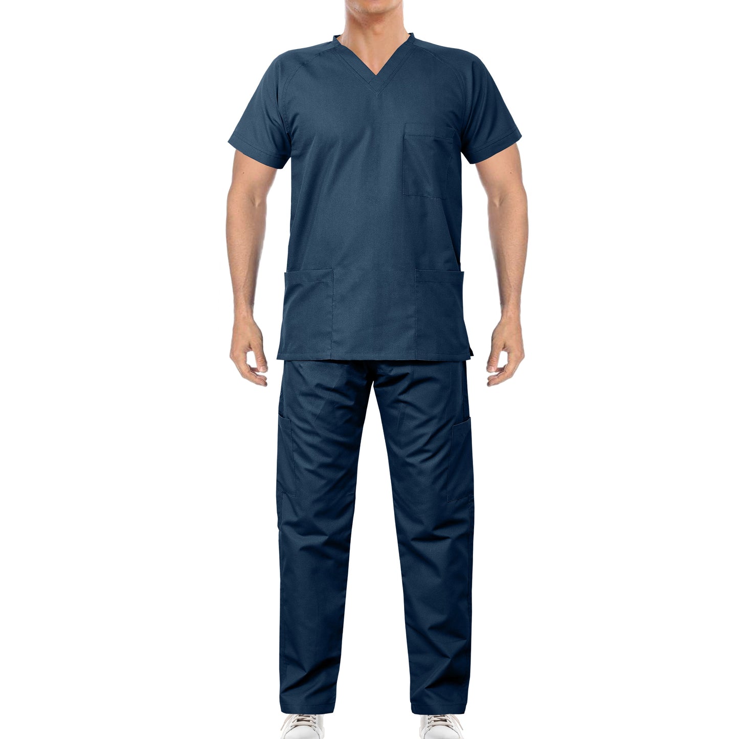 Custom Men's Navy Blue Medical Scrub Uniform TUNIC TROUSER