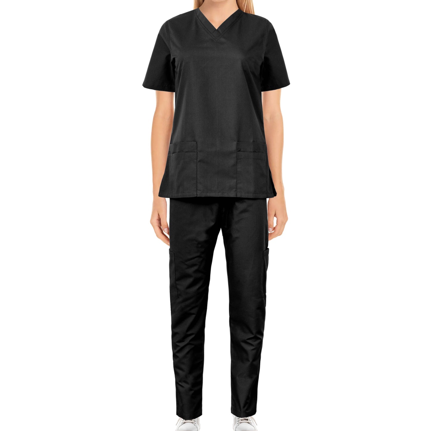 Custom Ladies Black Medical Scrub Uniform TUNIC TROUSER