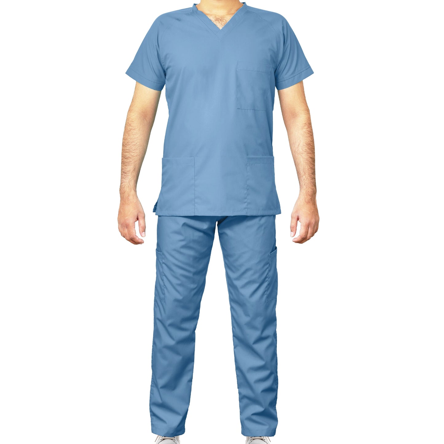 Custom Men's Sky Blue Medical Scrub Uniform TUNIC TROUSER