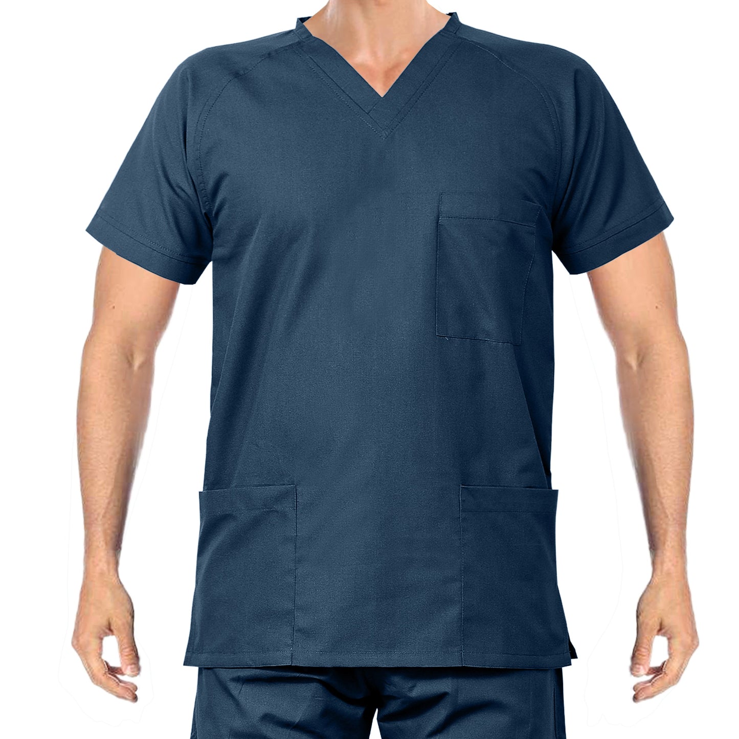 Custom Men's Navy Blue Medical Scrub Uniform TUNIC TROUSER