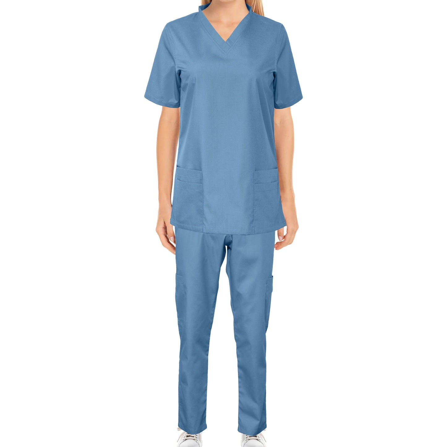 Custom Ladies Sky Blue Medical Scrub Uniform TUNIC TROUSER