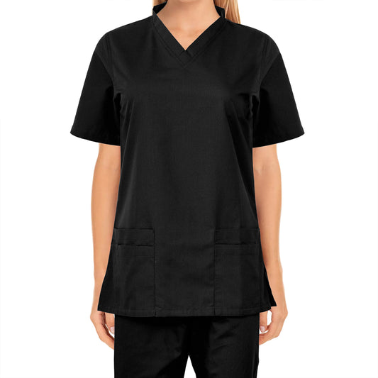 Custom Ladies Black Medical Scrub Uniform TUNIC TROUSER