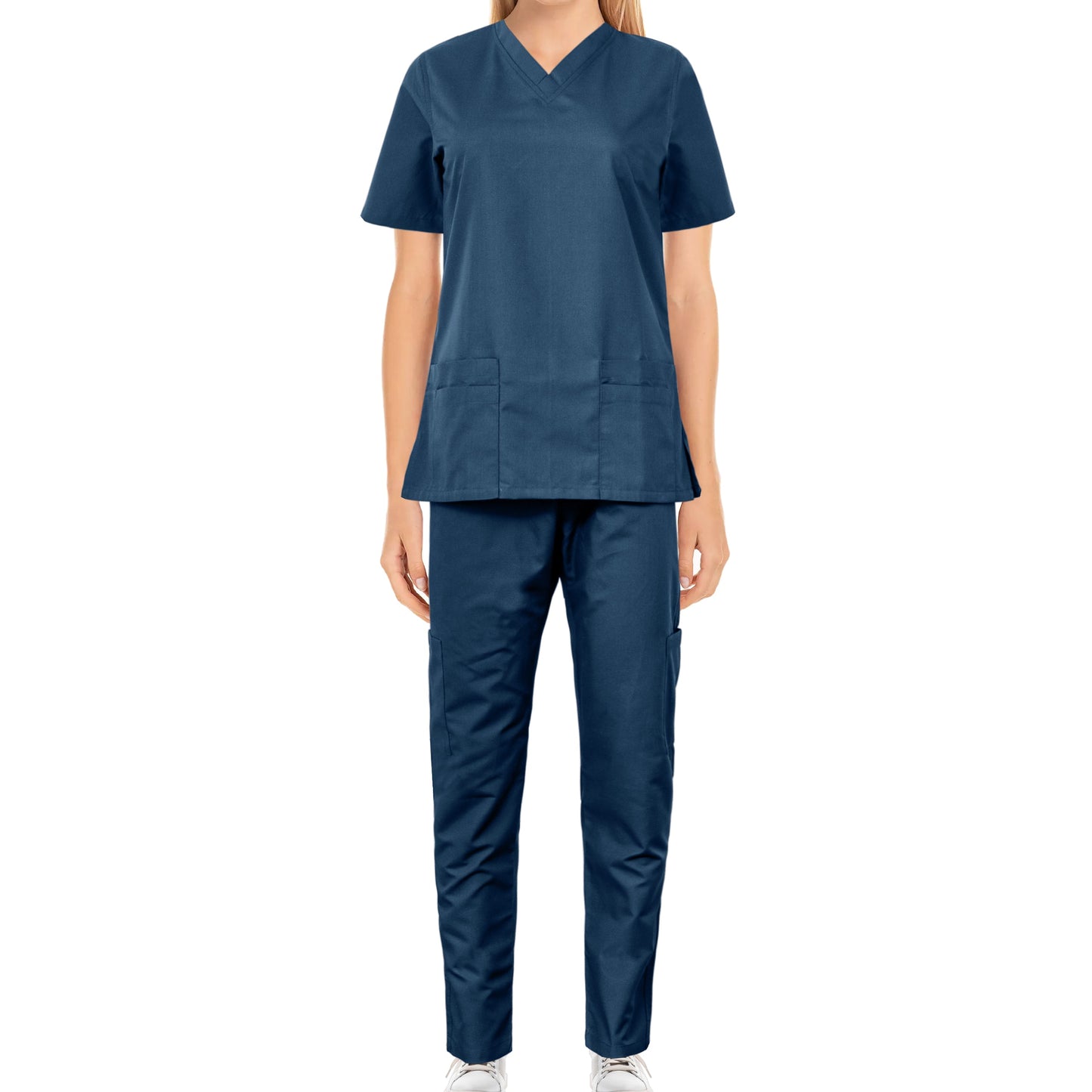 Custom Ladies Navy Blue Medical Scrub Uniform TUNIC TROUSER