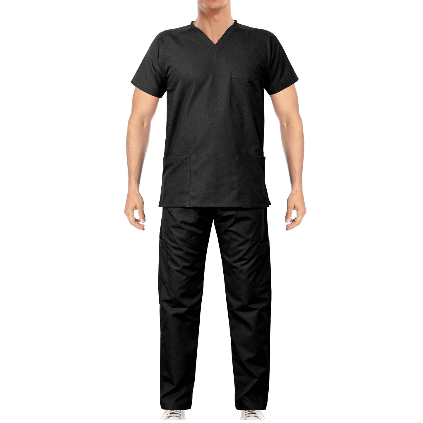 Custom Men's Black Medical Scrub Uniform TUNIC TROUSER