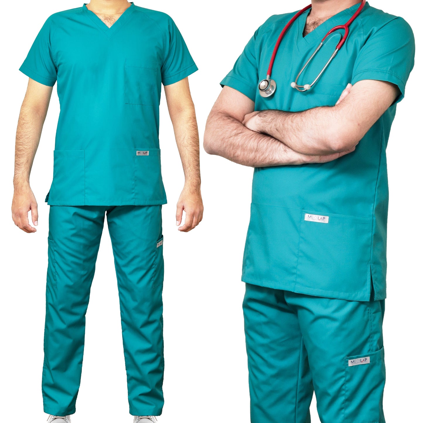 Custom Men's Ocean Green Medical Scrub Uniform TUNIC TROUSER