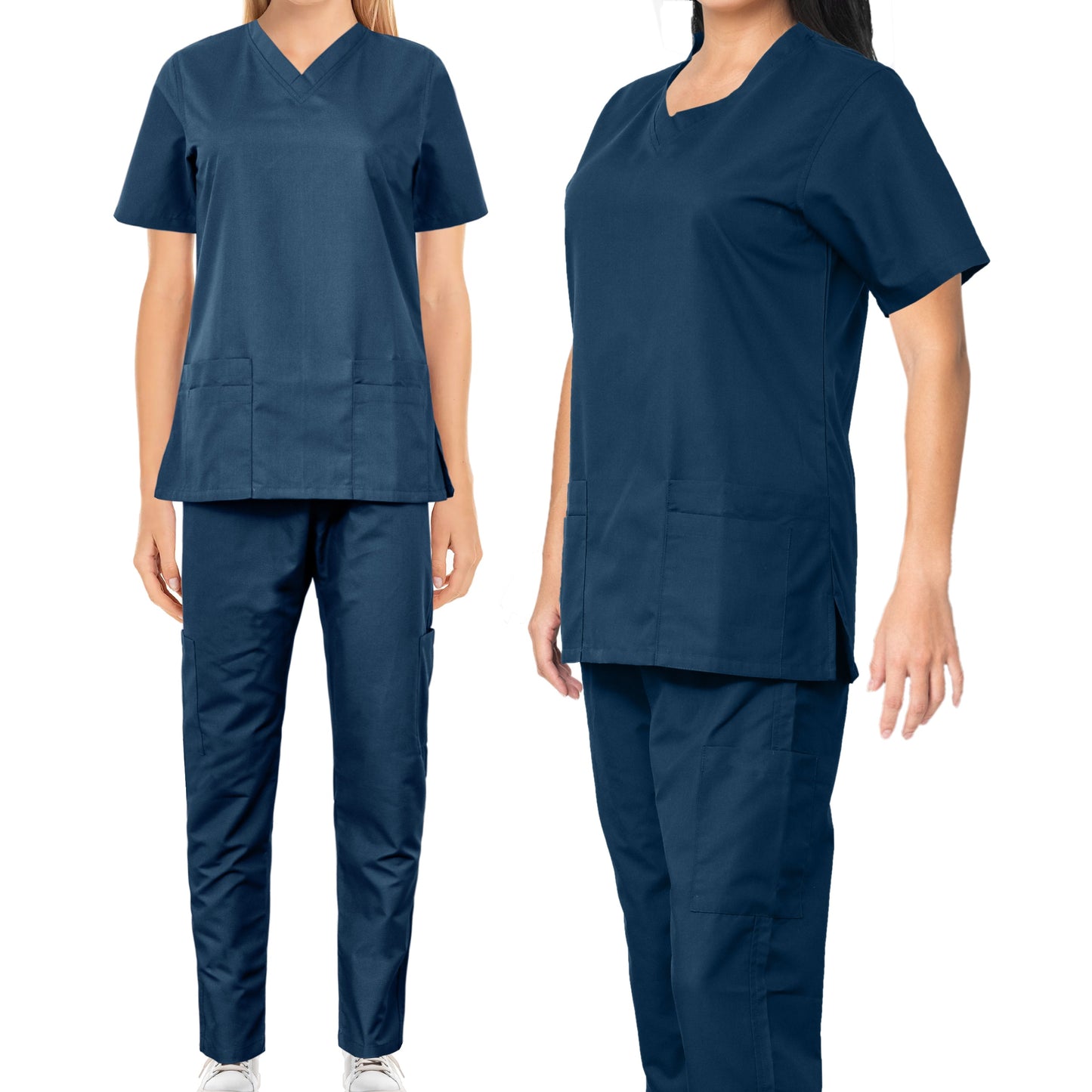 Custom Ladies Navy Blue Medical Scrub Uniform TUNIC TROUSER