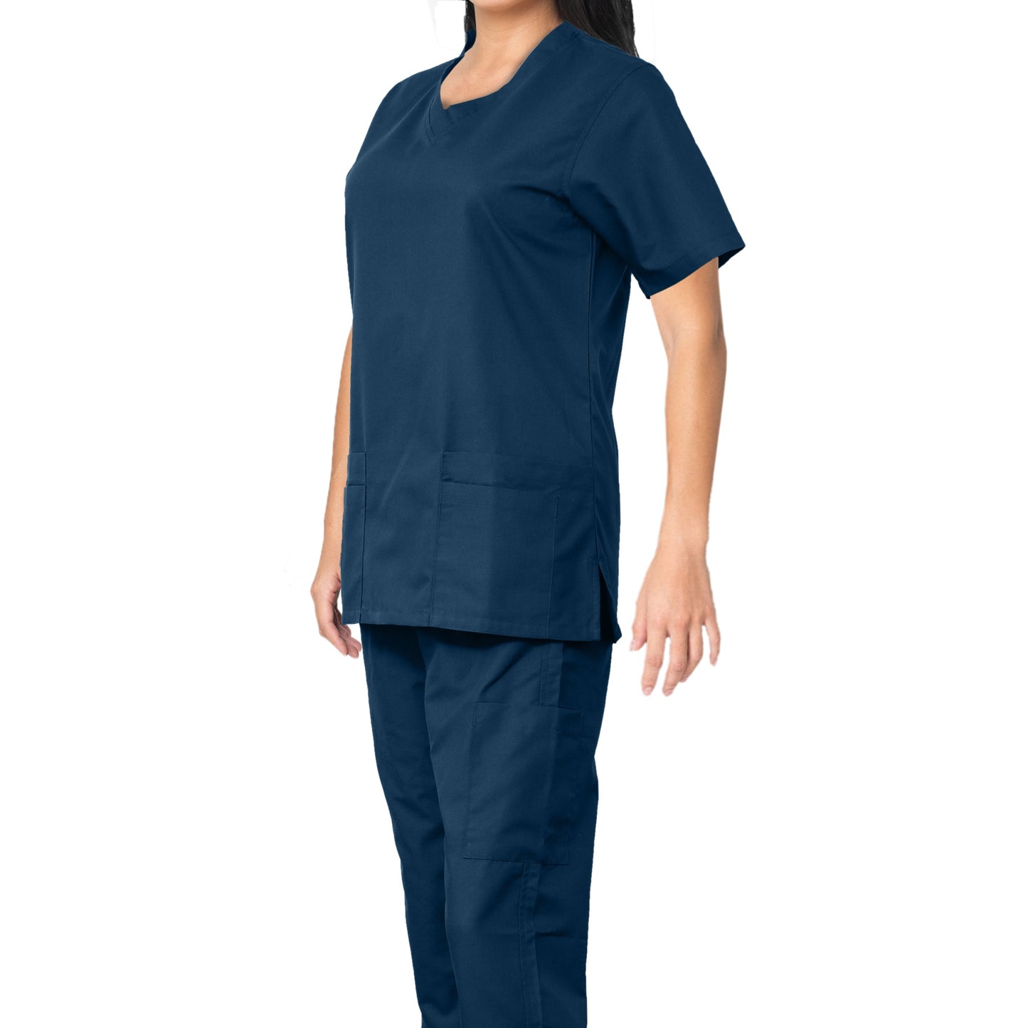 Custom Ladies Navy Blue Medical Scrub Uniform TUNIC TROUSER