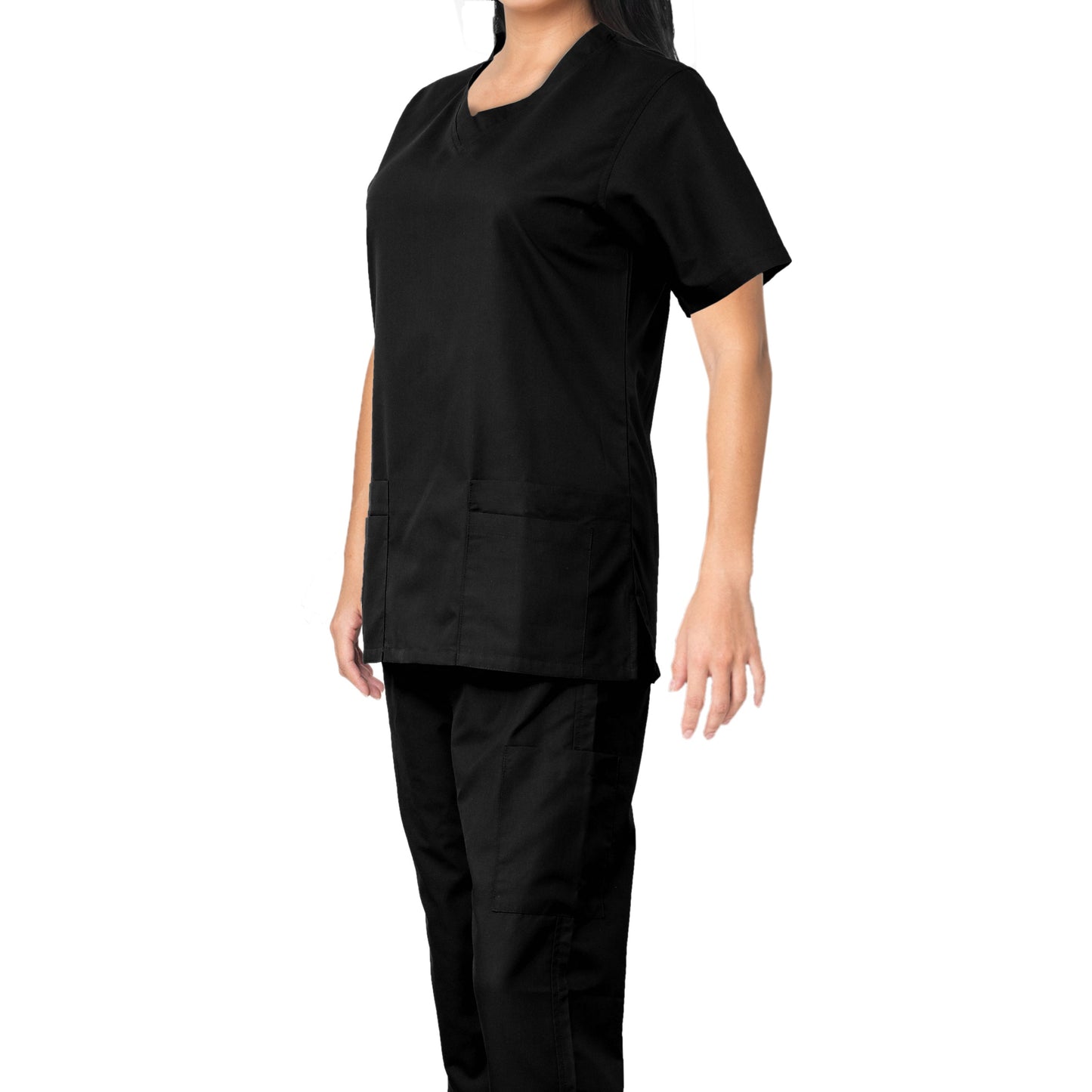 Custom Ladies Black Medical Scrub Uniform TUNIC TROUSER