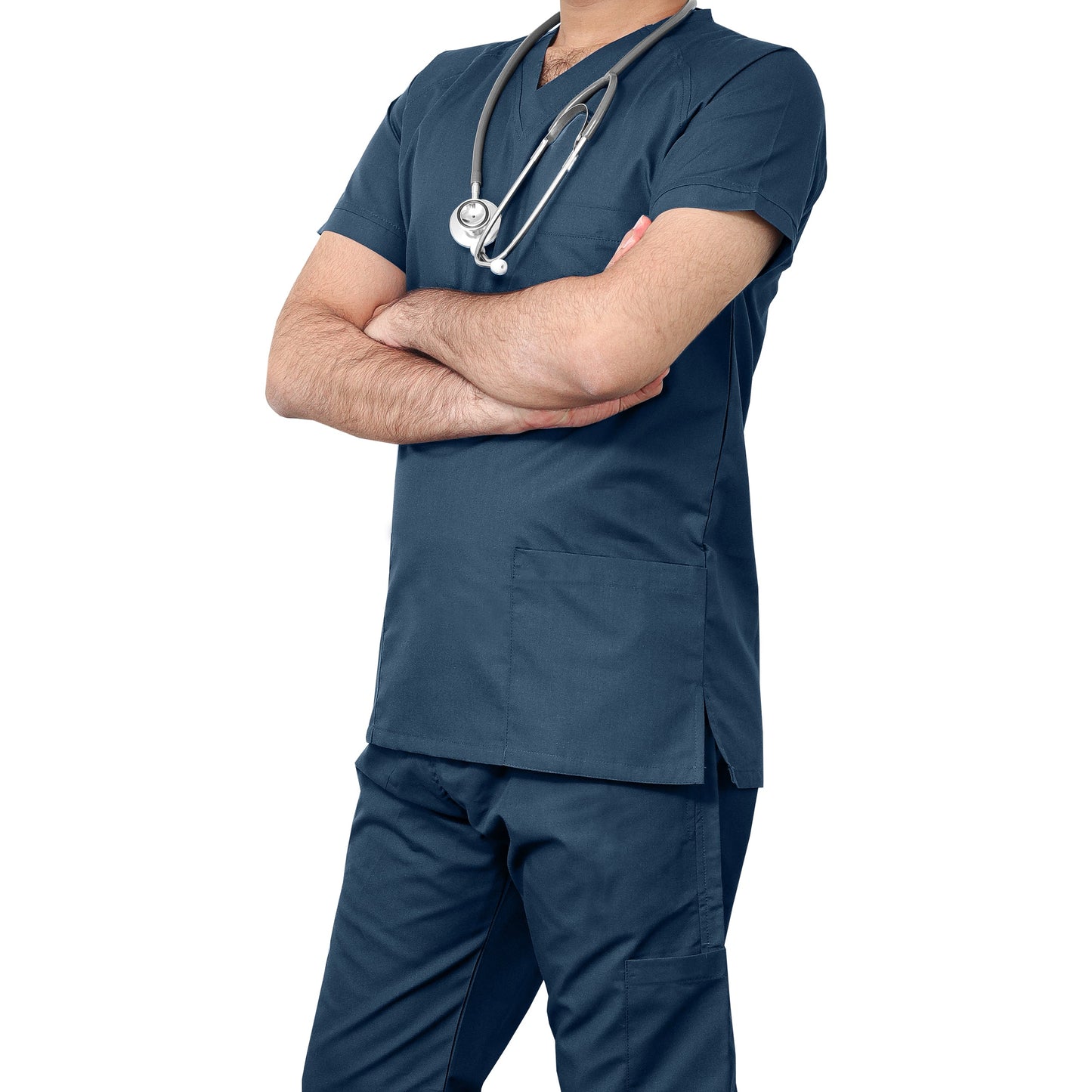 Custom Men's Navy Blue Medical Scrub Uniform TUNIC TROUSER