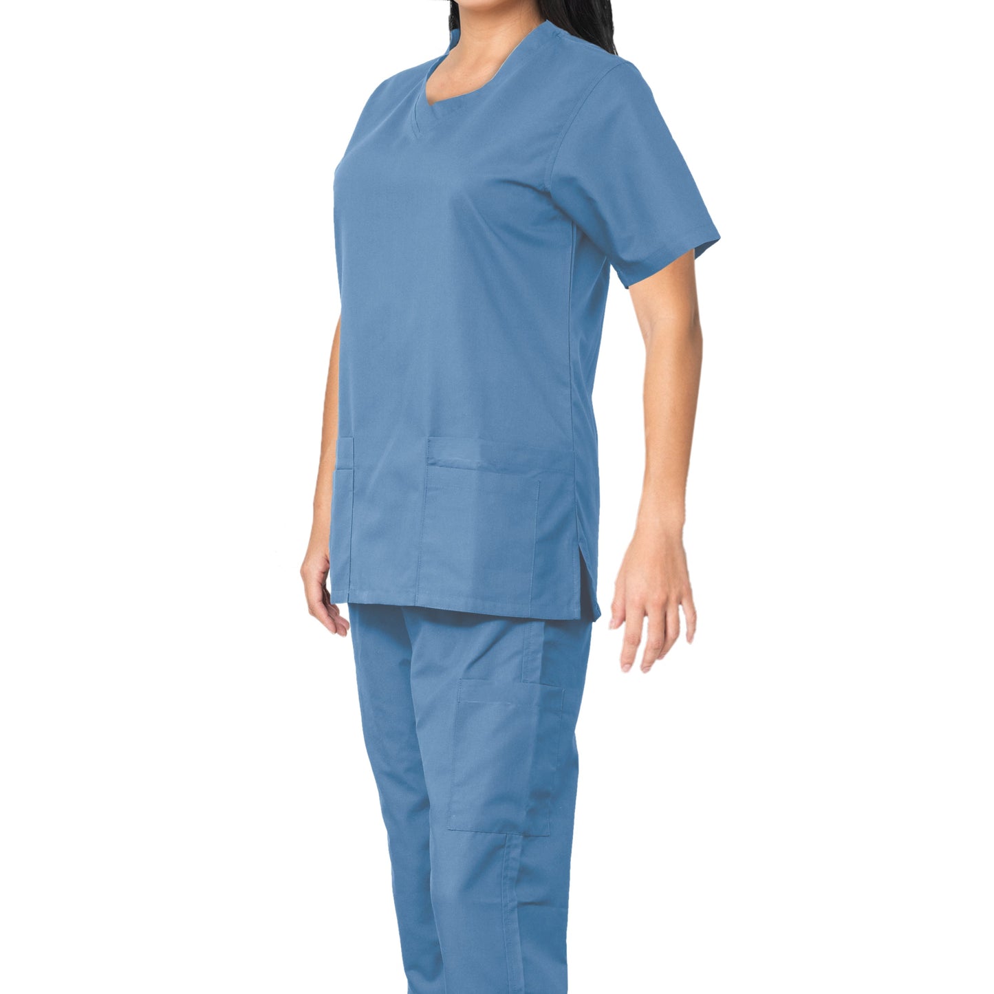 Custom Ladies Sky Blue Medical Scrub Uniform TUNIC TROUSER