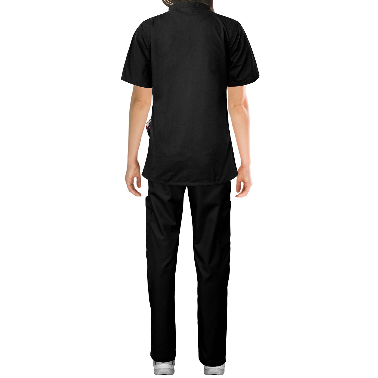 Custom Ladies Black Medical Scrub Uniform TUNIC TROUSER