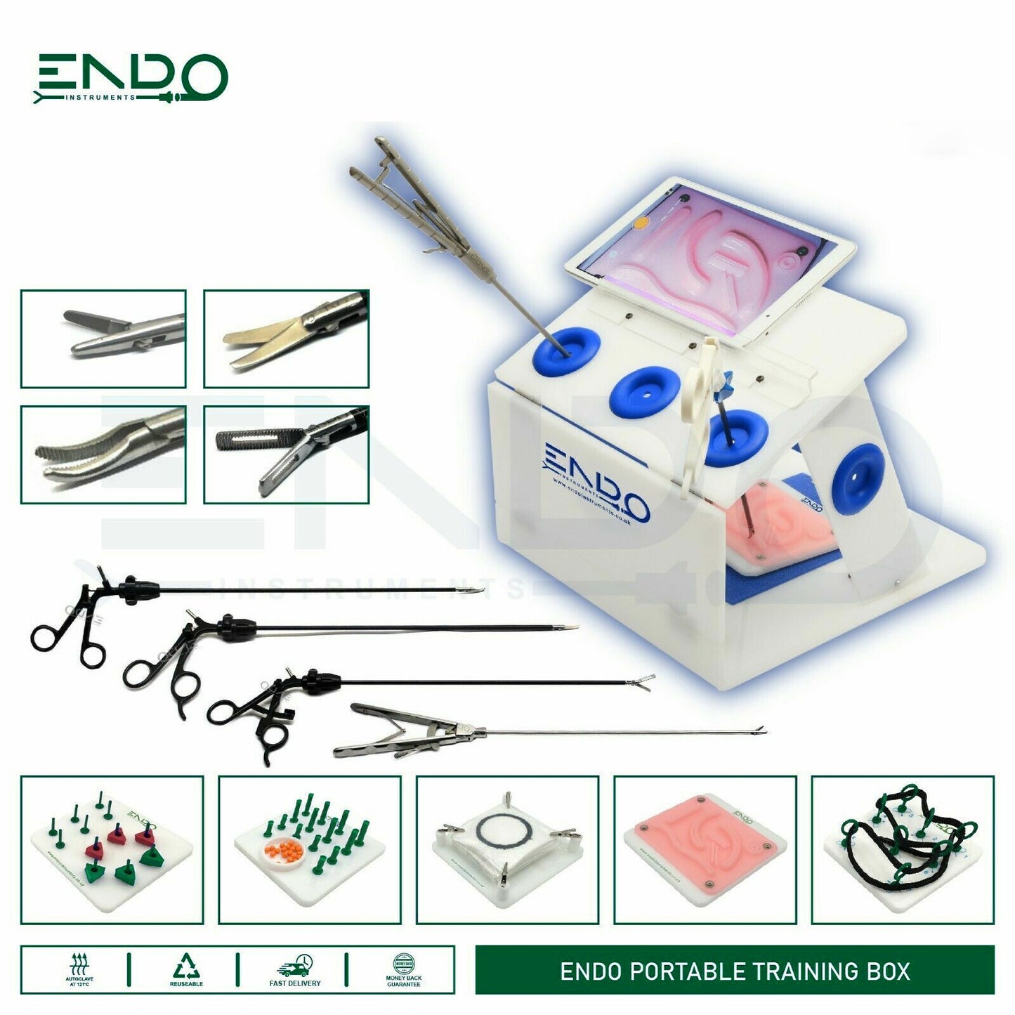 ENDO® Laparoscopy Trainer Simulator Laparoscopic Training Practice Exercises Box