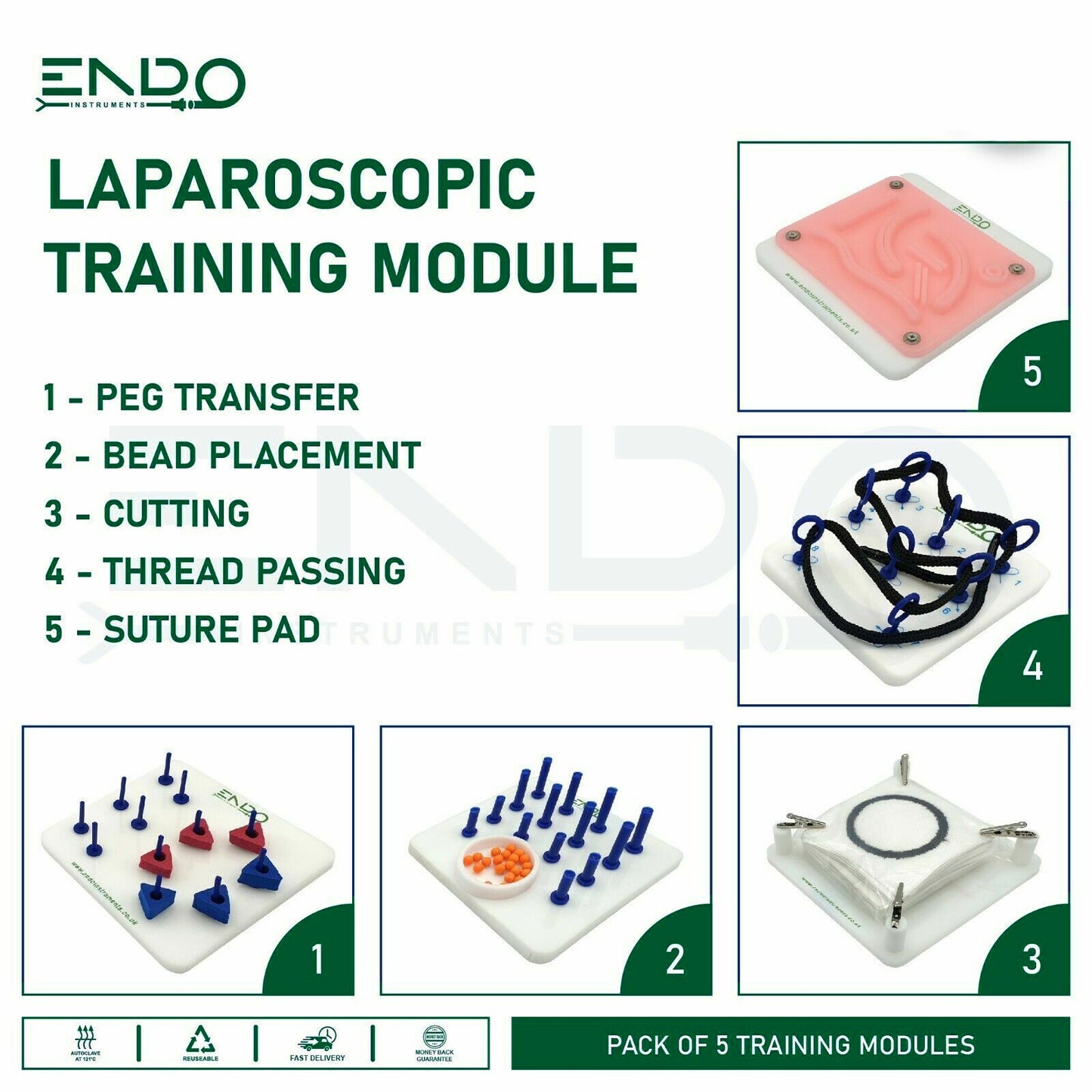 ENDO® Laparoscopy Trainer Simulator Laparoscopic Training Practice Exercises Box